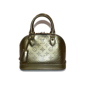 LOUIS VUITTON Alma Vernis Grillet Deco Green Patent Leather Handbag Shoulder Bag